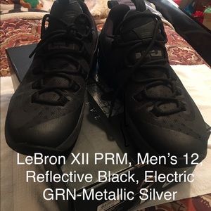 Men’s 12 LeBron XII PRM Sneakers, Reflective Black